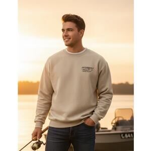 Alaska Fishing Charters‎ Crew PulloverSweatshirt, Beige Size XLarge NEW